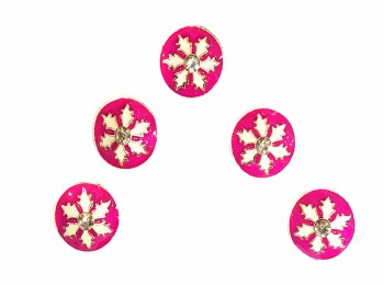 Dark Pink Color Maple Leaf Print Round Metal Buttons for ladies suits, kurtis, etc.