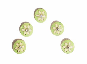 Pista Green Color Maple Leaf Print Round Metal Buttons for ladies suits, kurtis, etc.