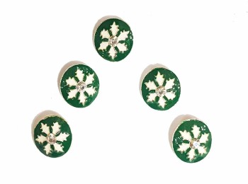 Dark Green Color Maple Leaf Print Round Metal Buttons for ladies suits, kurtis, etc.