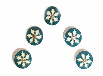 Sea Green Color Maple Leaf Print Round Metal Buttons for ladies suits, kurtis, etc.