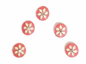 Peach Color Maple Leaf Print Round Metal Buttons for ladies suits, kurtis, etc.