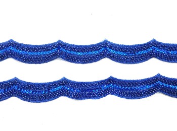 Royal Blue Color Beads Work Western/Fancy cutwork Lace