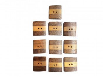 Square Shape Brown Color Wooden Buttons