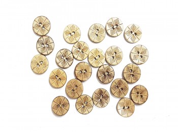 Light Brown Color Round Shape Printed Coconut Buttons