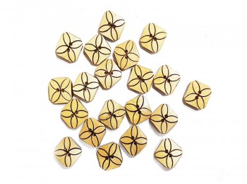 Camel Color Square Shape Printed Wooden Buttons
