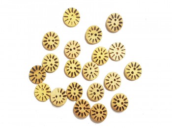 Camel Color Round Printed Wooden Buttons