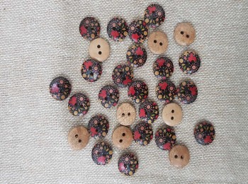 Black Multi Color Round Wooden Buttons for Kurtis, Cardigans, Sweaters etc.