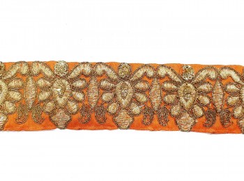 Orange Color Zari Work Lace For Suits, Dresses, Sarees etc.