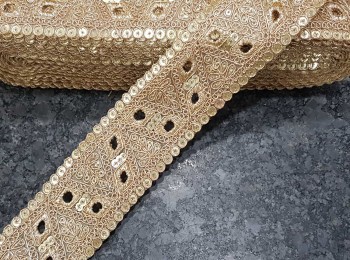 Golden Sequins and Zari Work Lace Bridal Lace for Dupatta, lehnga etc.