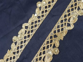 Golden Sequins and Zari Work Lace Bridal Lace for Dupatta, lehnga etc. Zari Lace