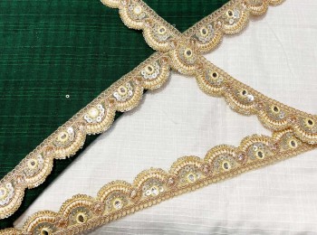 Golden Zari Lace Bridal Lace for Dupatta, lehnga etc. Cutwork Zari Lace