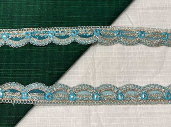 Ferozi - Golden Zari Lace Bridal Lace for Dupatta, lehnga etc. Cutwork Zari Lace