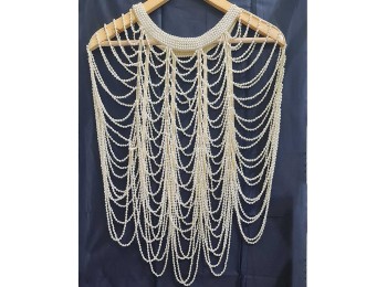 Designer Long Pearl cape/pearl necklace poncho for Girls for blouse gowns saree dresses etc. pack of 1 piece