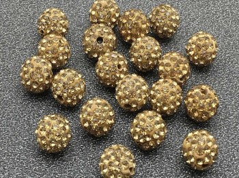 Golden color Round Shape with Glass Stone Ladies Buttons/zircon balls/shamballa beads