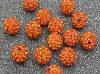 Ornagecolor Round Shape Ladies Buttons Loop Hole/Zircon Balls/shamballa beads
