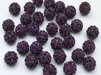 Dark Purple color Round Shape Ladies Buttons Loop Hole/Zircon Balls/shamballa beads