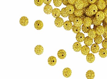 Yellow color Round Shape Ladies Buttons Loop Hole/Zircon Balls/shamballa beads