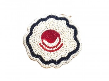 White Color Beads Work Hand Embroidery Patch