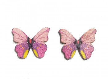 Pink Color Butterfly Shape Wooden Buttons